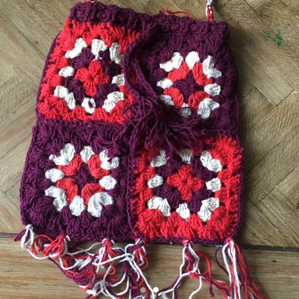 Hand sewn funky long strap purse